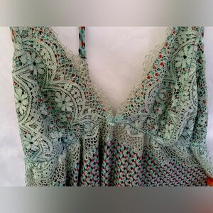 Victoria’s Secret Nightie- light blue geometric print with Lace (XL)